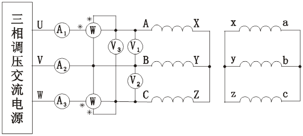 三相變壓器短路實(shí)訓(xùn)接線圖